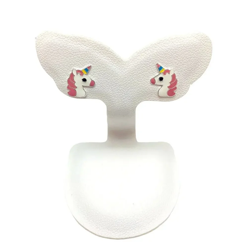 Cute Girls Sterling Silver Birthday Unicorn Stud Earrings with gift box for her